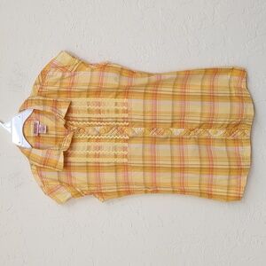 Mossimo Girls Sunny Yellow Short Sleeve Button Down Shirt Size Large 10-12